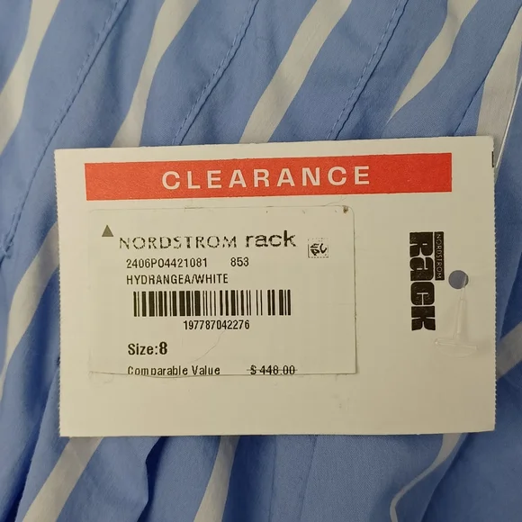 Veronica Beard Poppe Striped Dress Size 8 Preppy Cotton Blend Long Sleeve Collar - Picture 8 of 16